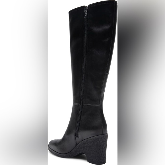 AEROSOLES Memphis Wedge Knee High Boot BLACK 8.5 Comfort Elastic Genuine Leather - Picture 2 of 15